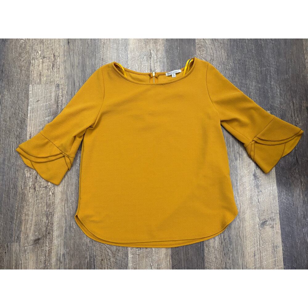 Green Envelope Los Angeles Yellow Ruffle Bell‎ Sleeve Blouse XL GTE688-FKR